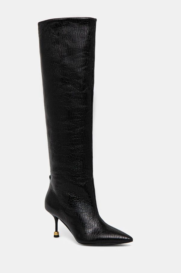 Vanda Novak Kožne čizme Vanda Novak Kaja za žene, boja: crna, s tankom potpeticom