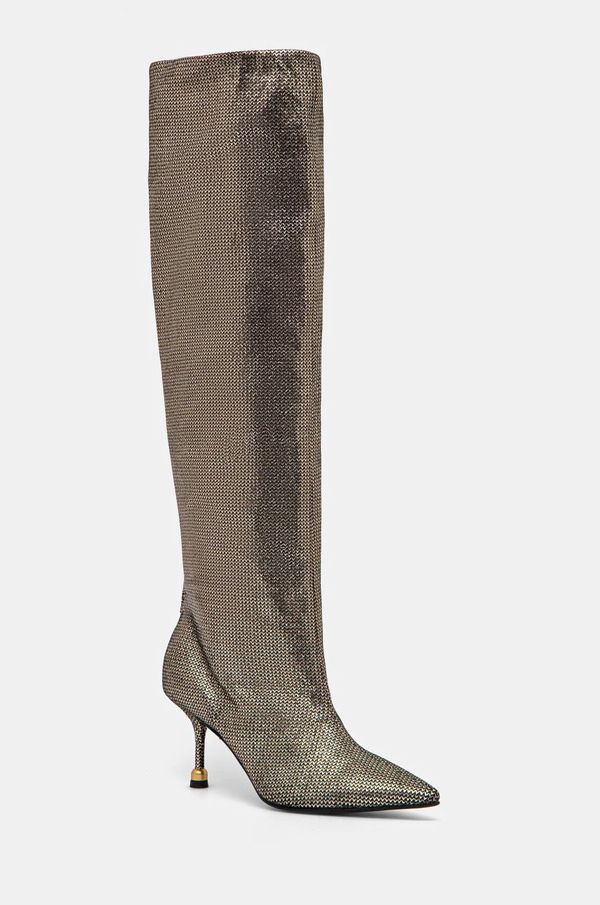 Vanda Novak Kožne čizme Vanda Novak Kaja za žene, boja: zlatna, s tankom potpeticom