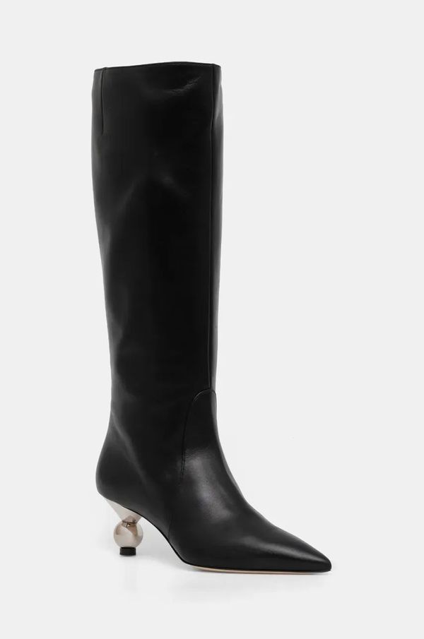 Weekend Max Mara Kožne čizme Weekend Max Mara ASSIRO za žene, boja: crna, s debelom potpeticom, 2425796015600