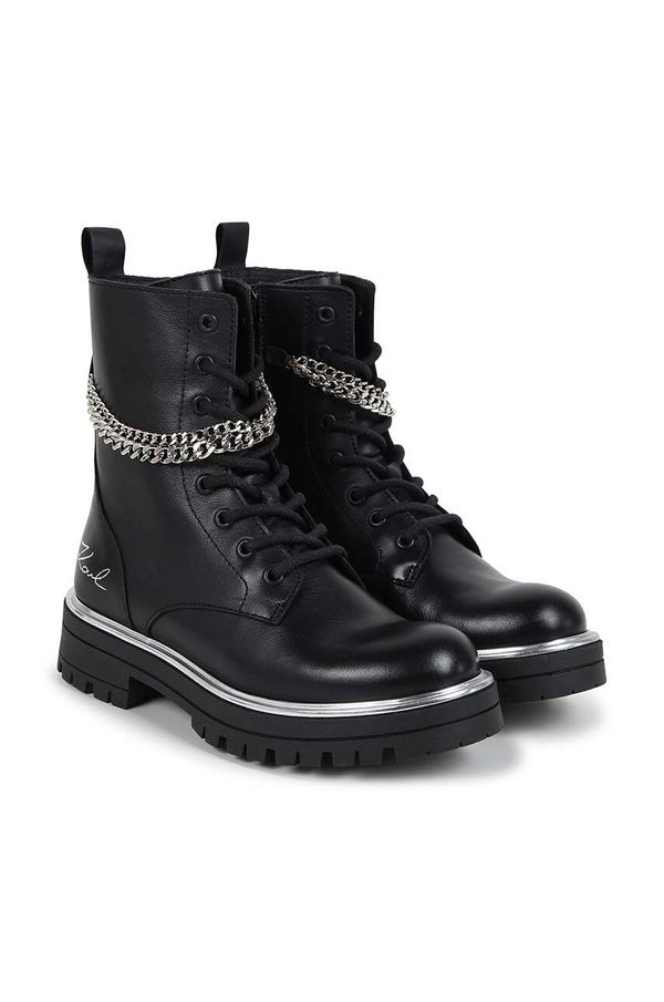 Karl Lagerfeld Kožne dječje čizme Karl Lagerfeld boja: crna, Z30307