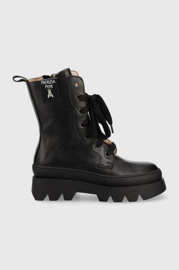 Patrizia Pepe Kožne dječje čizme Patrizia Pepe boja: crna