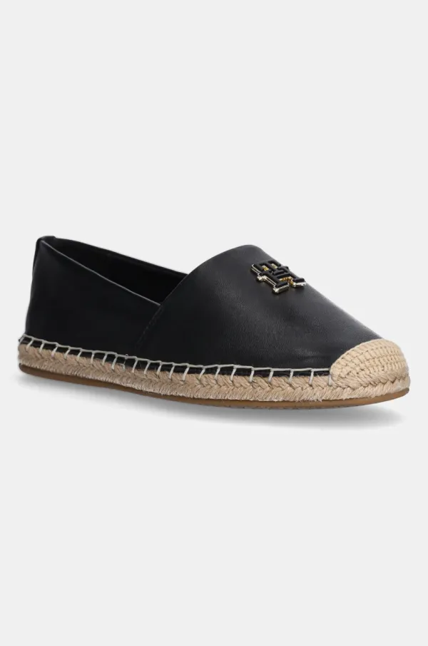 Tommy Hilfiger Kožne espadrile Tommy Hilfiger TH LOGO LEATHER ESPADRILLE boja: crna, FW0FW08540