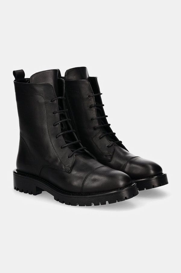 Answear Lab Kožne gležnjače Answear Lab za žene, boja: crna, ravni potplat