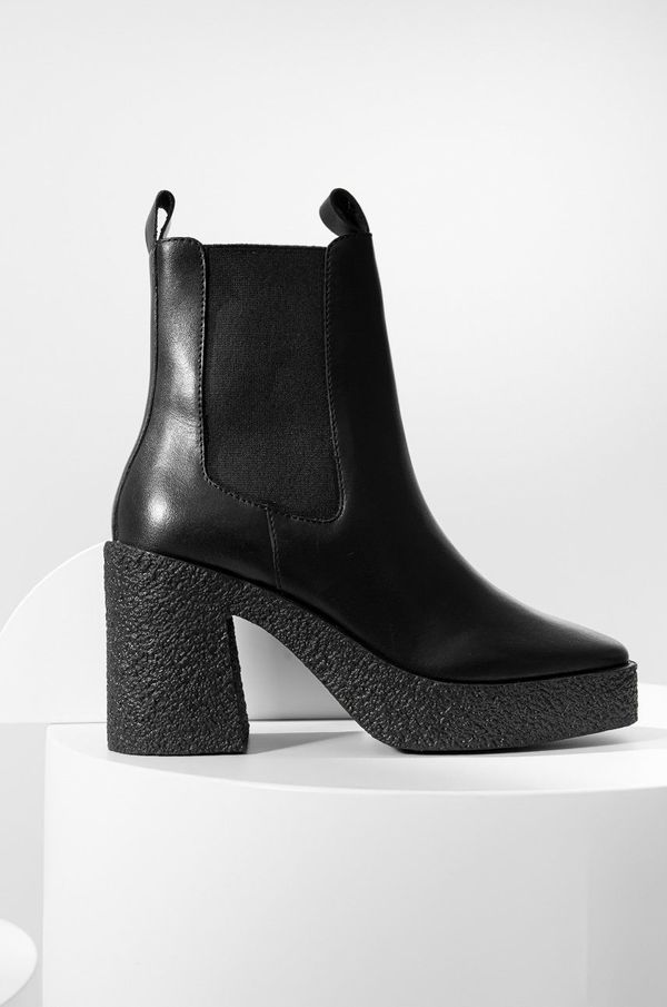 Answear Lab Kožne gležnjače Answear Lab za žene, boja: crna, s debelom petom