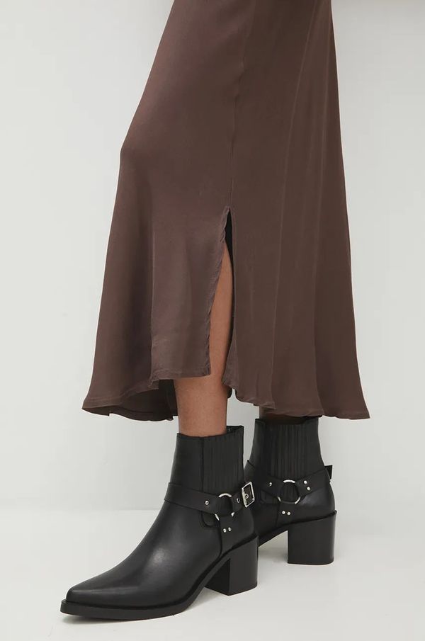 Answear Lab Kožne gležnjače Answear Lab za žene, boja: crna, s debelom potpeticom