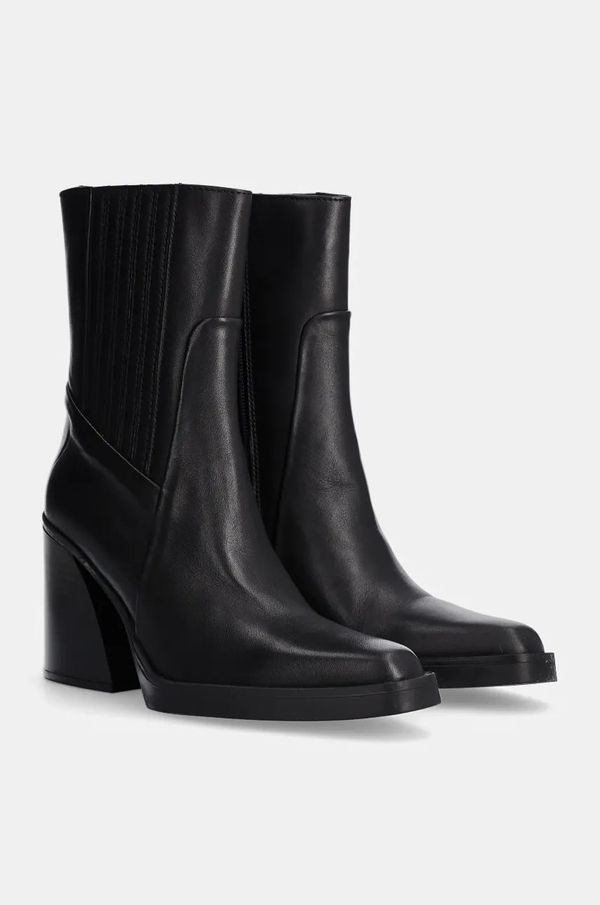 Answear Lab Kožne gležnjače Answear Lab za žene, boja: crna, s debelom potpeticom, sa srednje toplom podstavom