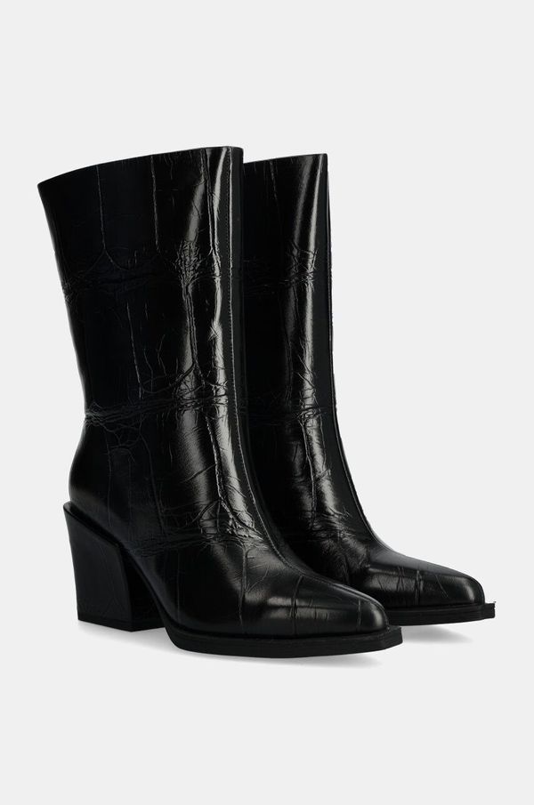 Answear Lab Kožne gležnjače Answear Lab za žene, boja: crna, s debelom potpeticom, sa srednje toplom podstavom