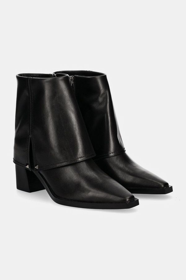 Answear Lab Kožne gležnjače Answear Lab za žene, boja: crna, s debelom potpeticom