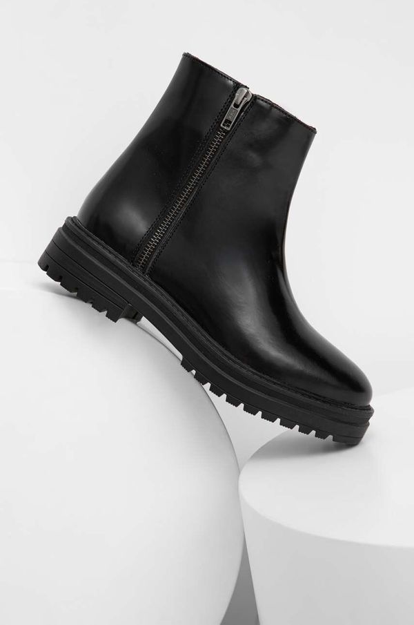 Answear Lab Kožne gležnjače Answear Lab za žene, boja: crna, s platformom