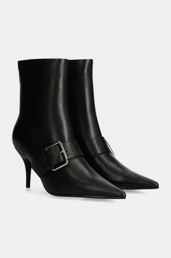 Answear Lab Kožne gležnjače Answear Lab za žene, boja: crna, s tankom potpeticom