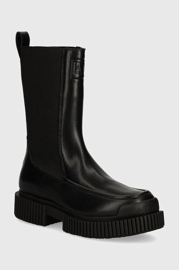 Armani Exchange Kožne gležnjače Armani Exchange za žene, boja: crna, s platformom, XDN033 XV875 00002