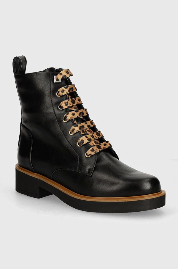 Baldinini Kožne gležnjače Baldinini za žene, boja: crna, ravni potplat, D5B262P1VITE