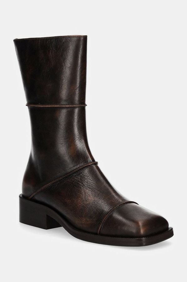 Billi Bi Kožne gležnjače Billi Bi za žene, boja: smeđa, ravni potplat, A7240