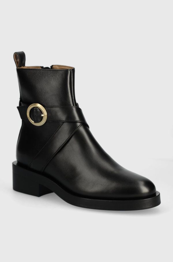 Boss Kožne gležnjače BOSS Iryna za žene, boja: crna, s debelom potpeticom, 50523457