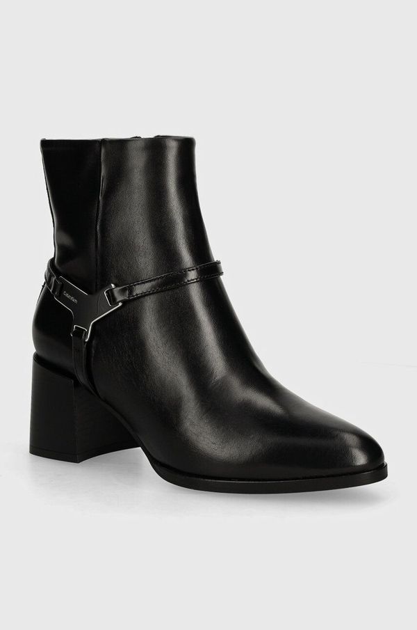 Calvin Klein Kožne gležnjače Calvin Klein ANKLE BOOT 55 W/HW LTH za žene, boja: crna, s debelom potpeticom, HW0HW02095