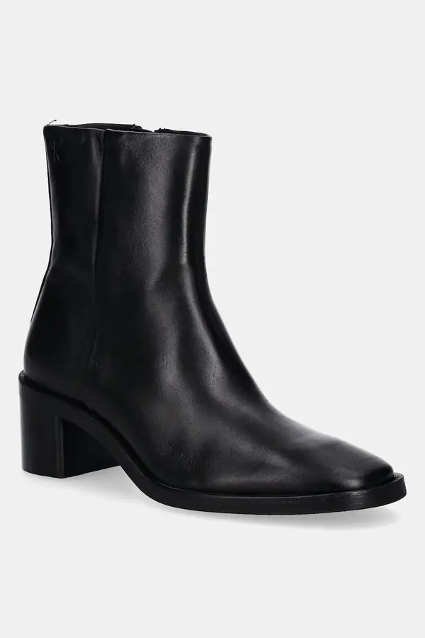 Calvin Klein Kožne gležnjače Calvin Klein BLOCK HEEL ZIP BOOT LTH