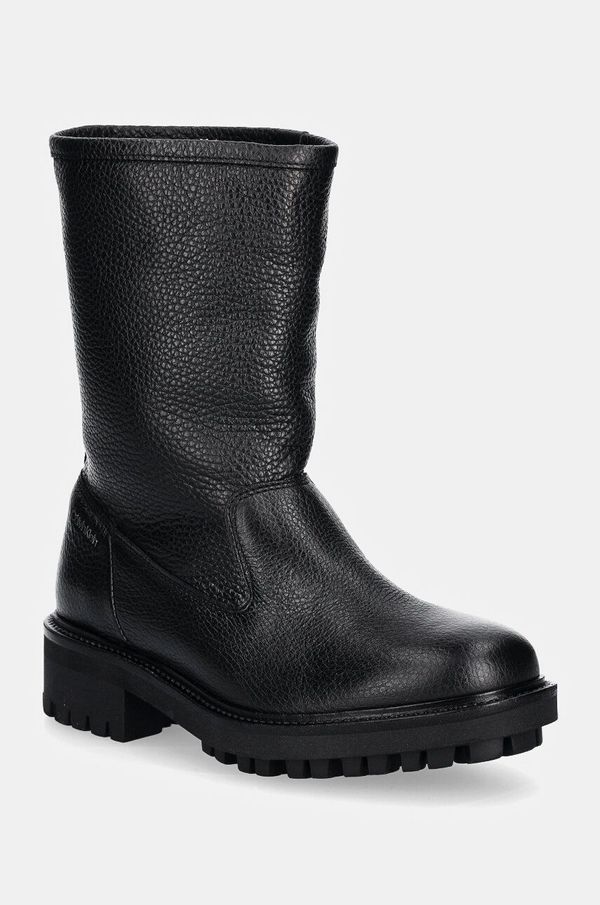 Calvin Klein Kožne gležnjače Calvin Klein FLAT BIKER BOOT LTH za žene, boja: crna, s platformom, HW0HW02234