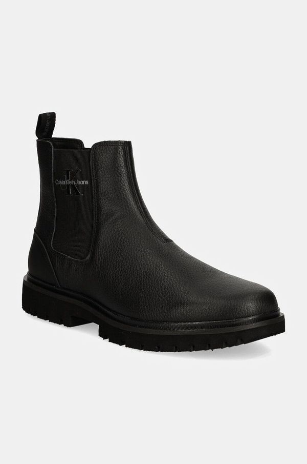 Calvin Klein Jeans Kožne gležnjače Calvin Klein Jeans EVA MID CHELSEA BOOT LTH za muškarce, boja: crna, YM0YM00750