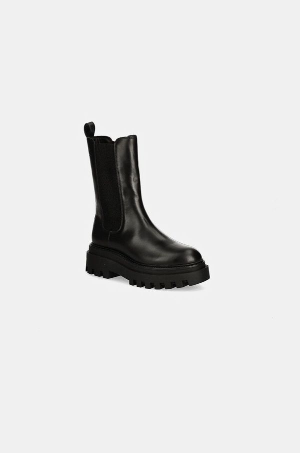 Calvin Klein Jeans Kožne gležnjače Calvin Klein Jeans FLATFORM CHELSEA BOOT MG LTH za žene, boja: crna, s platformom, YW0YW01542