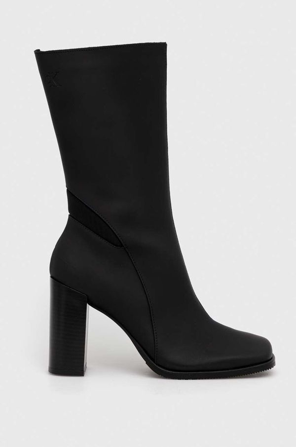 Calvin Klein Jeans Kožne gležnjače Calvin Klein Jeans HEEL ZIP BOOT LTH WN za žene, boja: crna, s debelom potpeticom, YW0YW01113