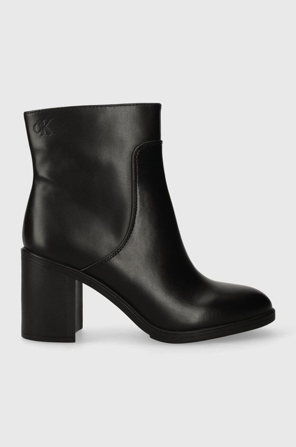 Calvin Klein Jeans Kožne gležnjače Calvin Klein Jeans MID BLOCK HEEL BOOT LTH WN za žene, boja: crna, s debelom potpeticom, YW0YW01259