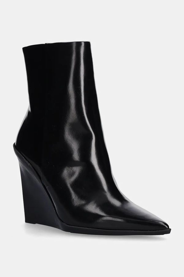 Calvin Klein Kožne gležnjače Calvin Klein WEDGE ANKLE BOOT 90 LTH za žene, boja: crna, klin peta, HW0HW02256
