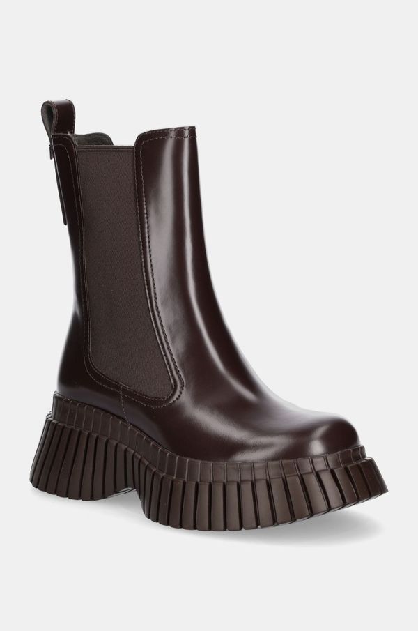 Camper Kožne gležnjače Camper BCN za žene, boja: smeđa, ravni potplat, K400726-003