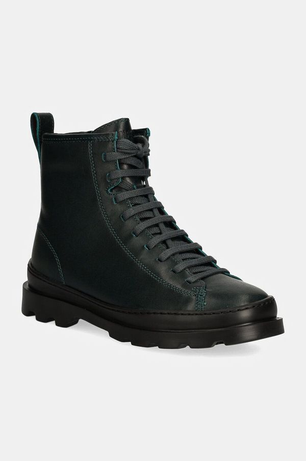 Camper Kožne gležnjače Camper Brutus za žene, boja: zelena, ravni potplat, K400325-048