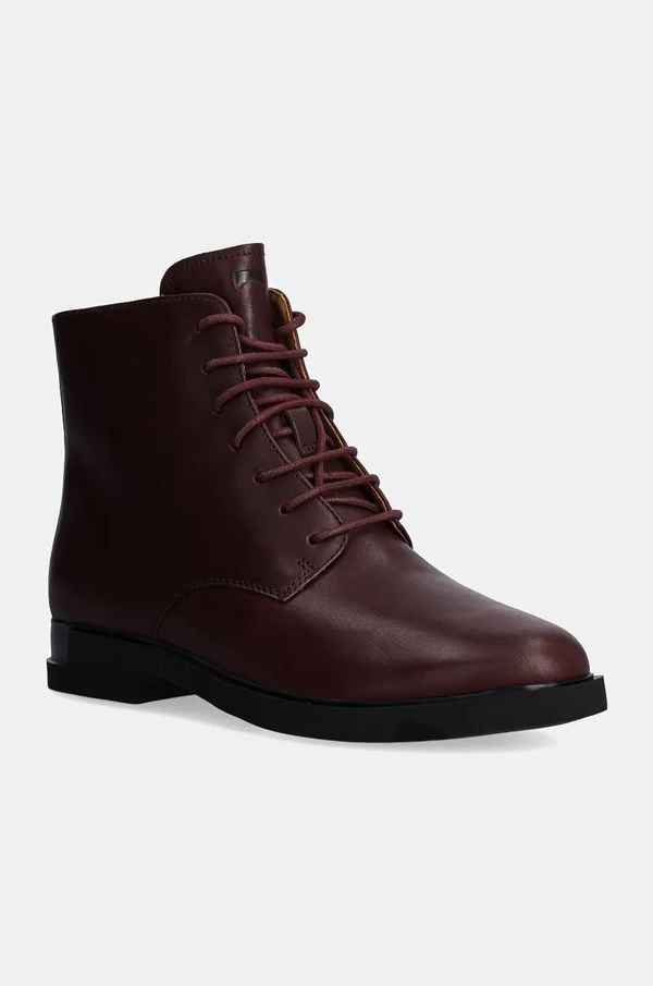 Camper Kožne gležnjače Camper Iman za žene, boja: bordo, ravni potplat, K400300-008
