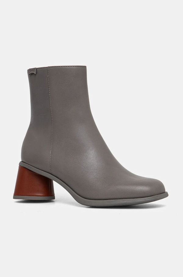 Camper Kožne gležnjače Camper TWS za žene, boja: siva, s debelom potpeticom, K400743-006