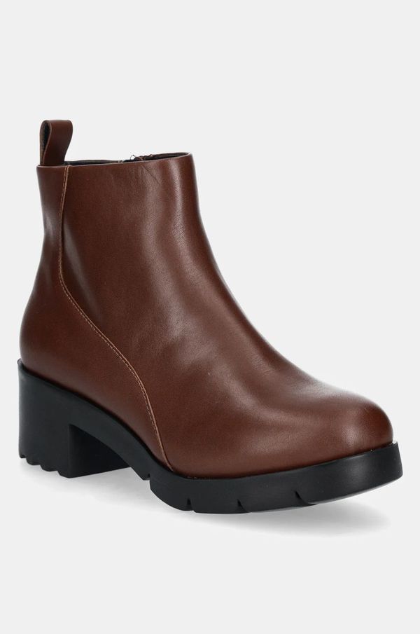 Camper Kožne gležnjače Camper Wanda za žene, boja: smeđa, s debelom potpeticom, K400228-008