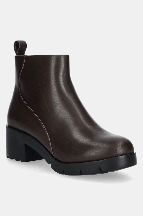 Camper Kožne gležnjače Camper Wanda za žene, boja: smeđa, s debelom potpeticom, K400228-009