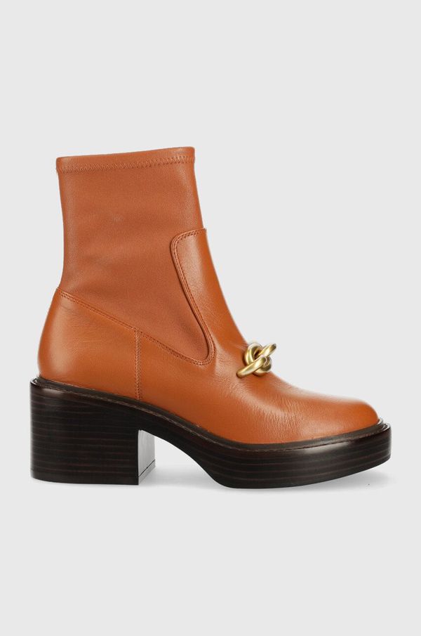 Coach Kožne gležnjače Coach Kenna za žene, boja: smeđa, s debelom petom, CK031