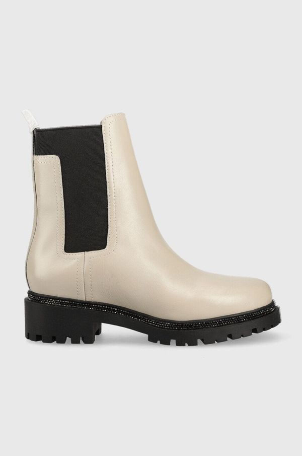 DKNY Kožne gležnjače Dkny Rick za žene, boja: bež, ravna potpetica