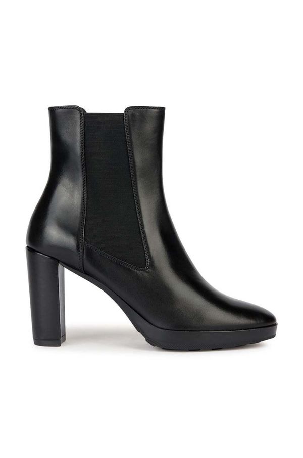 Geox Kožne gležnjače Geox D WALK PLEASURE 85 za žene, boja: crna, s debelom potpeticom, D35TFC 00043 C9999