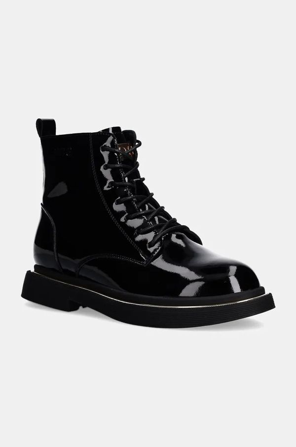 Goe Kožne gležnjače GOE za žene, boja: crna, ravni potplat, s toplom podstavom, OO2N4109 BLACK