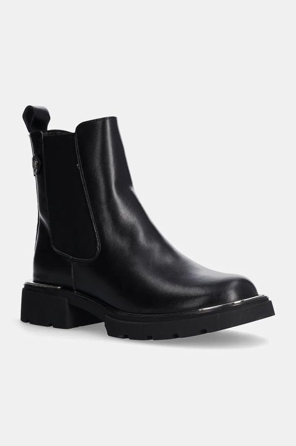 Goe Kožne gležnjače GOE za žene, boja: crna, ravni potplat, sa srednje toplom podstavom, OO2N4147 BLACK