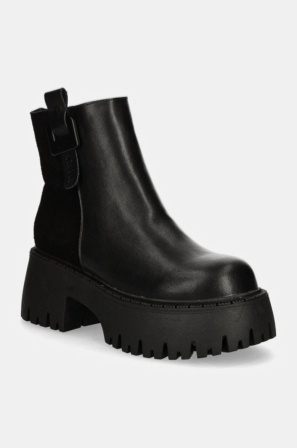 Goe Kožne gležnjače GOE za žene, boja: crna, s platformom, sa srednje toplom podstavom, OO2N4149 BLACK