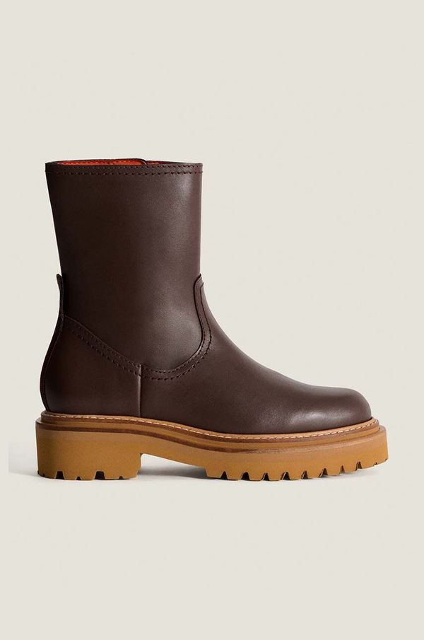 Hoff Kožne gležnjače Hoff BOTA PIEL za žene, boja: smeđa, ravni potplat, 22331004 OFFICE