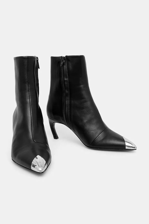 IRO Kožne gležnjače IRO Joli Met za žene, boja: crna, s tankom potpeticom, WP38JOLIMET