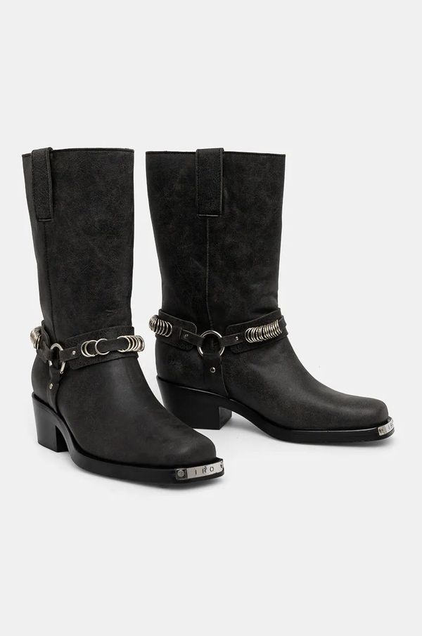 IRO Kožne gležnjače IRO Motty Used za žene, boja: crna, s debelom potpeticom, WP121MOTTYUSED