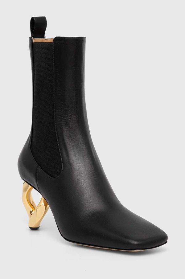JW Anderson Kožne gležnjače JW Anderson Chain Heel za žene, boja: crna, s debelom potpeticom, ANW43021A