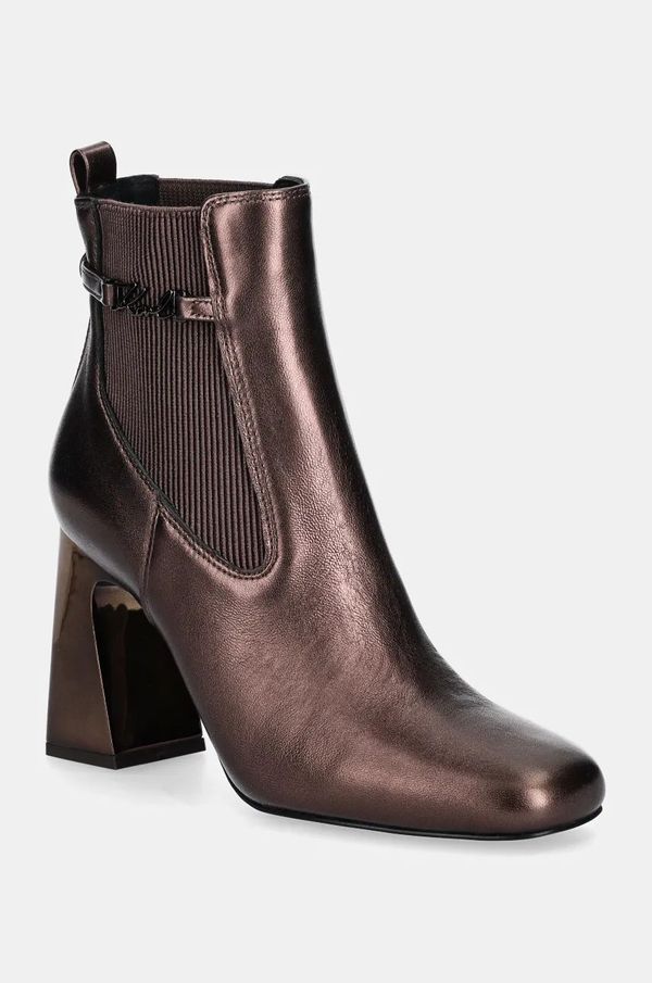 Karl Lagerfeld Kožne gležnjače Karl Lagerfeld ASTRA NOVA za žene, boja: smeđa, s debelom potpeticom, KL33160M