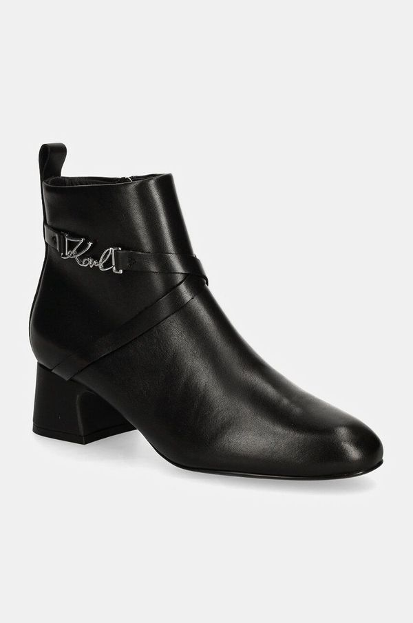 Karl Lagerfeld Kožne gležnjače Karl Lagerfeld BONNIE za žene, boja: crna, s debelom potpeticom, KL30354