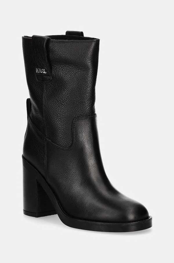 Karl Lagerfeld Kožne gležnjače Karl Lagerfeld BROOKLYN za žene, boja: crna, s debelom potpeticom, KL41874