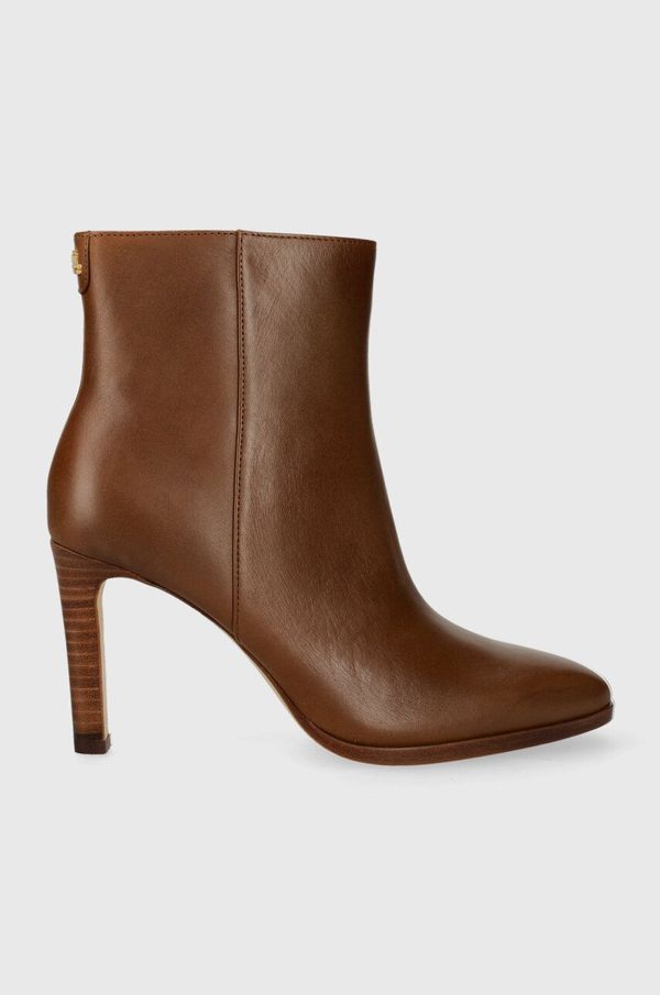 Lauren Ralph Lauren Kožne gležnjače Lauren Ralph Dylann za žene, boja: smeđa, s tankom potpeticom, 802908332002