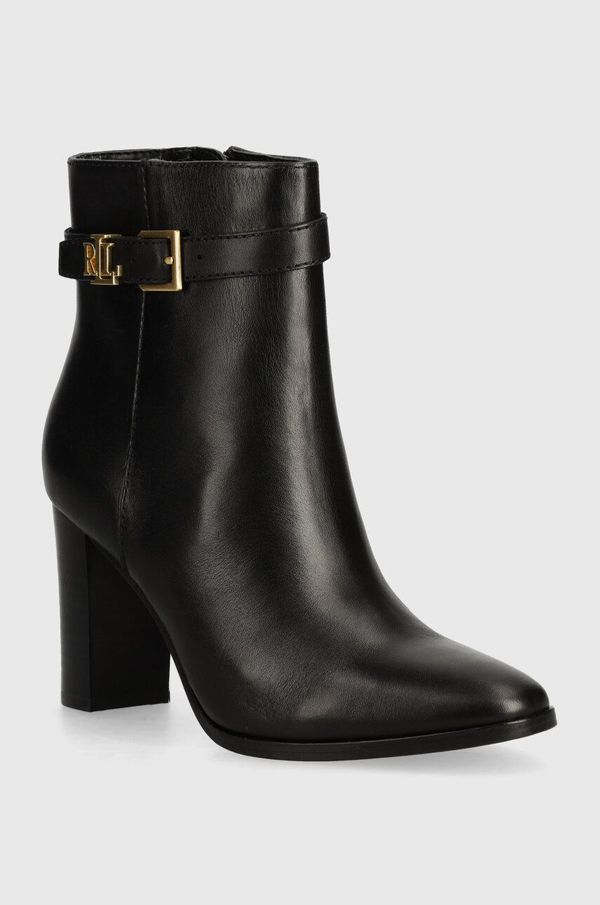 Lauren Ralph Lauren Kožne gležnjače Lauren Ralph Lauren Bailey za žene, boja: crna, s debelom potpeticom, 802937808001