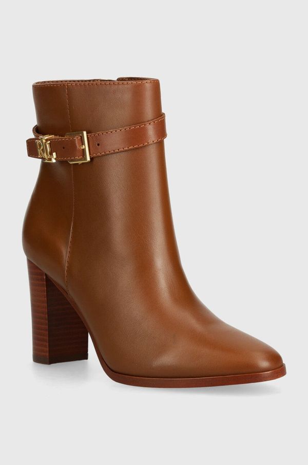 Lauren Ralph Lauren Kožne gležnjače Lauren Ralph Lauren Bailey za žene, boja: smeđa, s debelom potpeticom, 802937808002