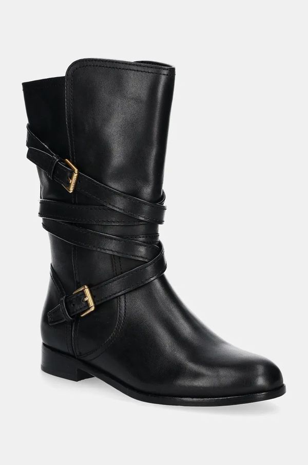 Lauren Ralph Lauren Kožne gležnjače Lauren Ralph Lauren Briannah za žene, boja: crna, ravni potplat, 802945680001