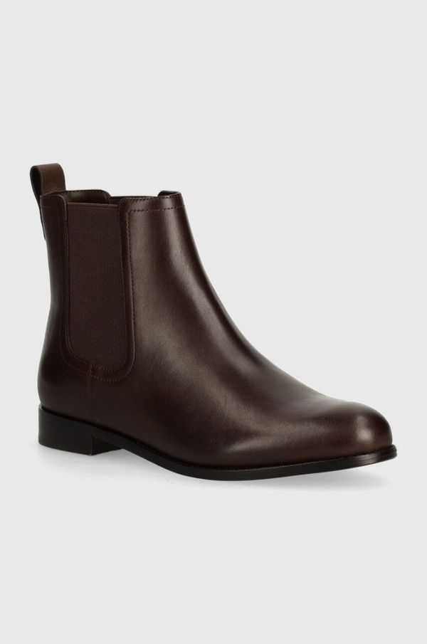 Lauren Ralph Lauren Kožne gležnjače Lauren Ralph Lauren Brylee za žene, boja: smeđa, ravni potplat, 802908354004